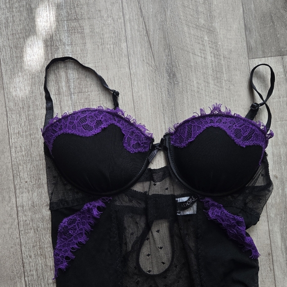Purple And Black Bow Lingerie Dress Size Medium - Picture 2 of 6